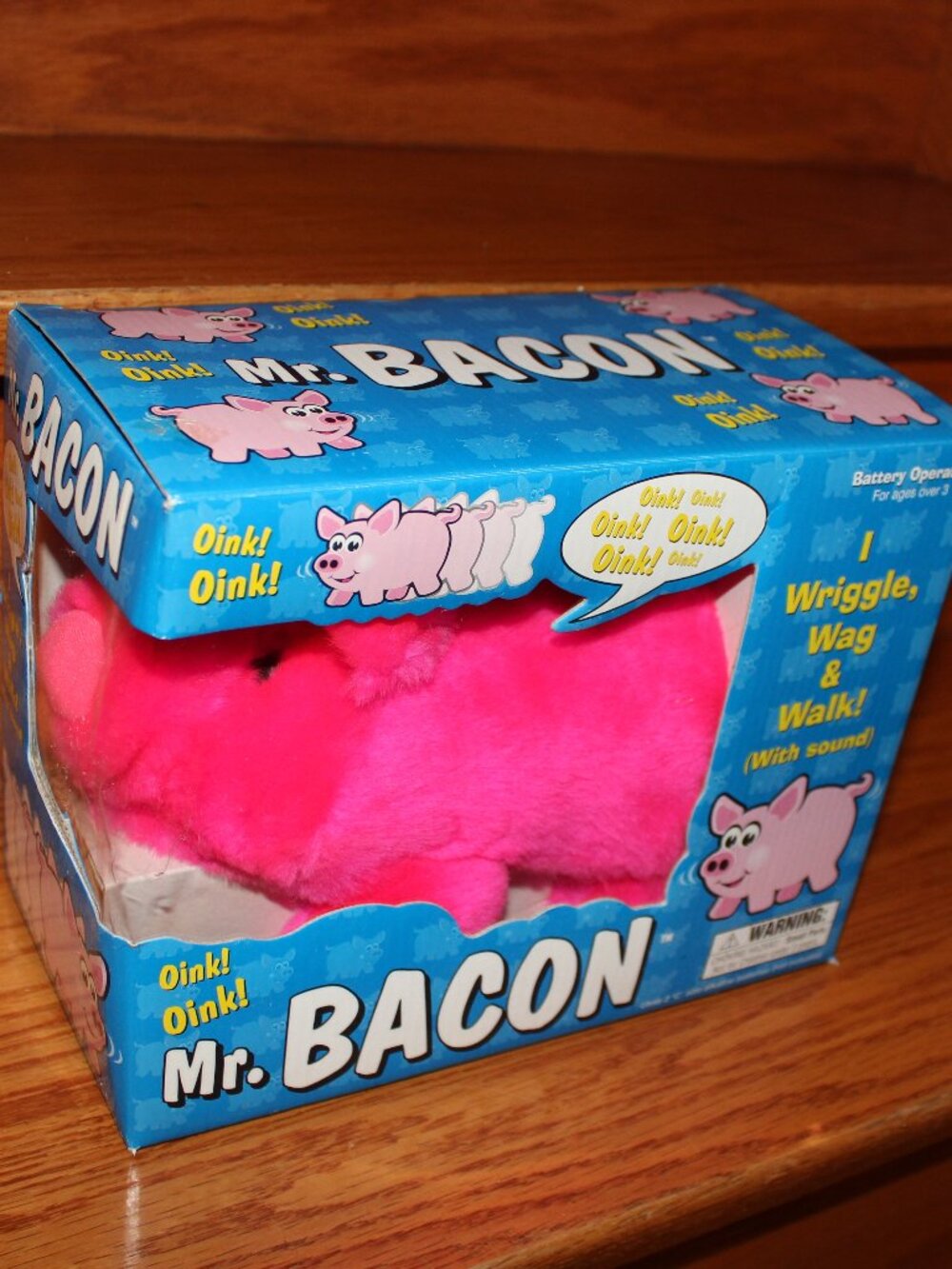 3/$188❤️open box 1998 Westminster Mr. Bacon Animated Pink Plush Pig Walking Toy